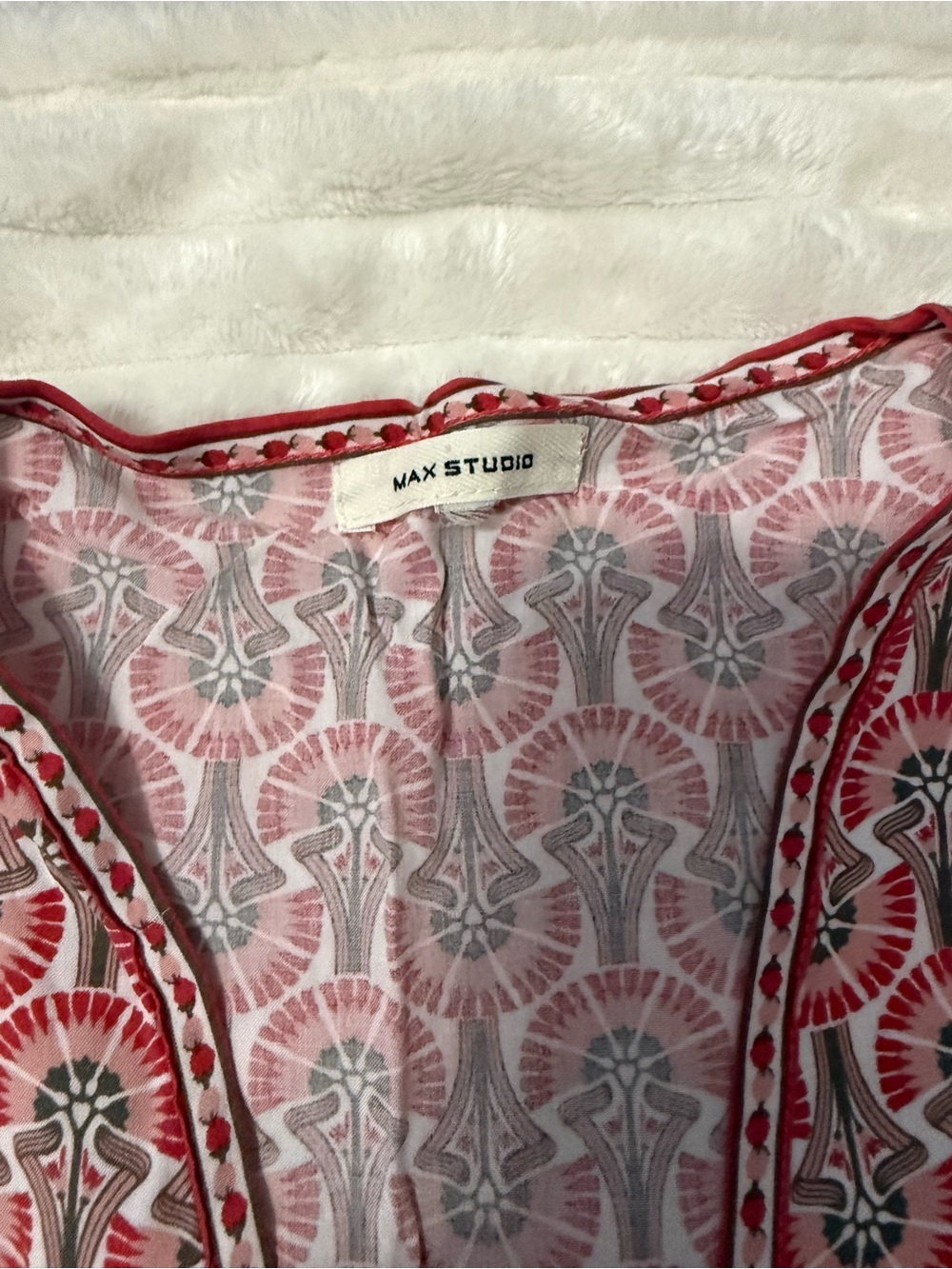 Max Studio Patterned Tie-front Top - Picture 2 of 6